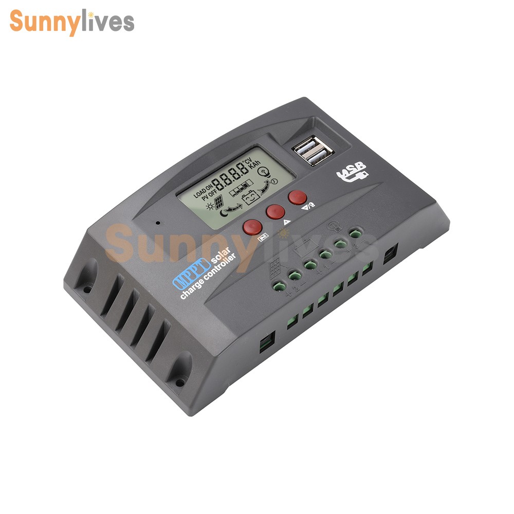 12V/24V MPPT Solar Controller LCD Solar Charge Controller  Dual USB 30A 60A 100A