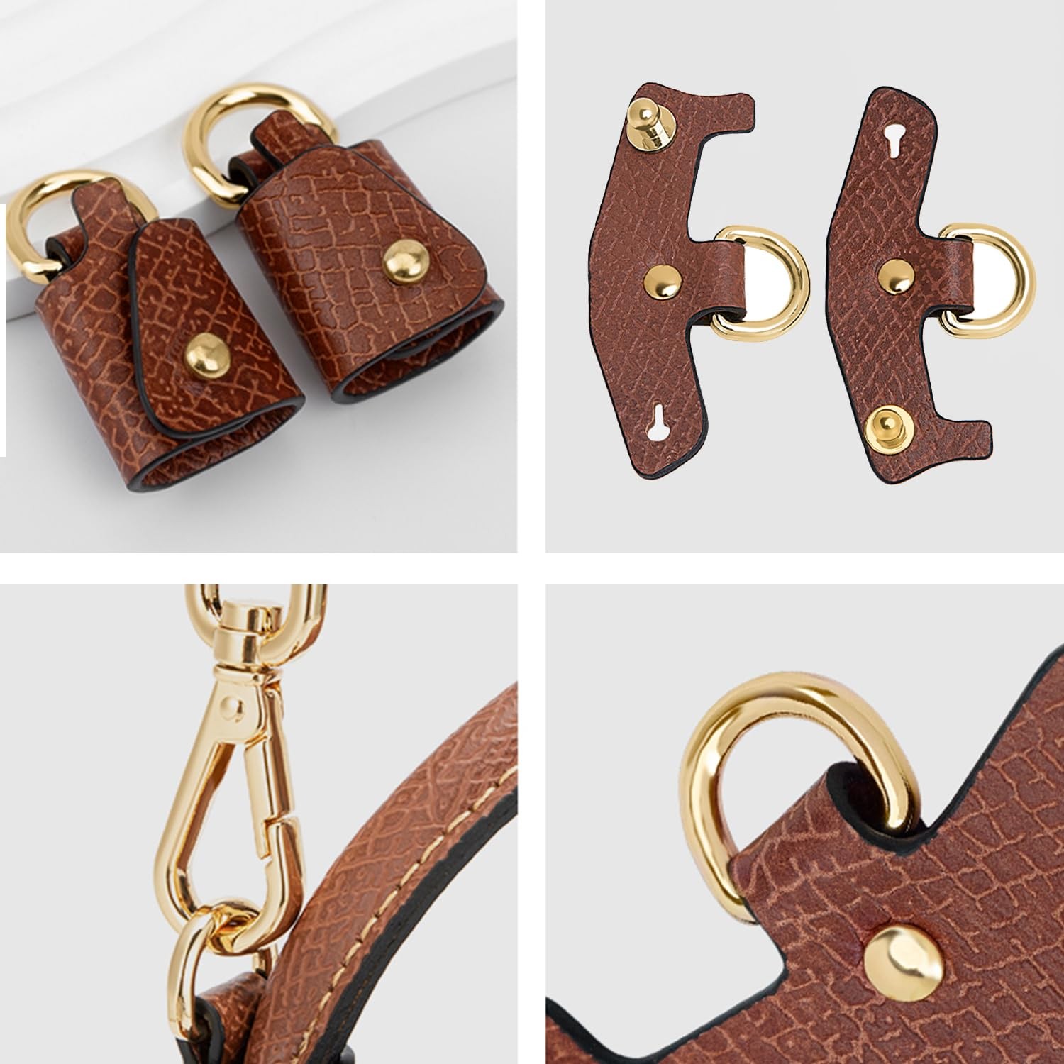 Bag Shoulder Strap with Longchamp Mini Pouch,Genuine Leather Adjustable Strap...