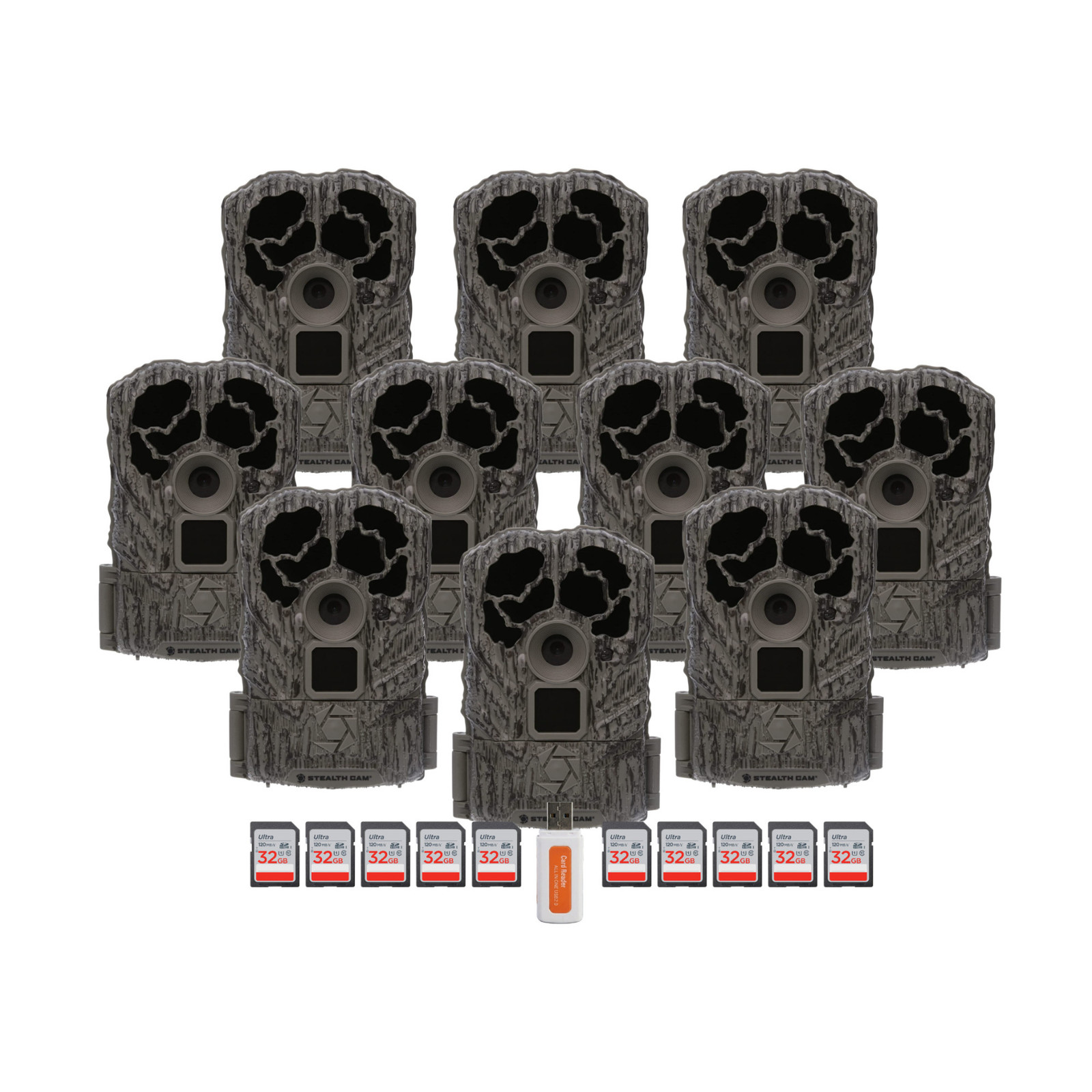 Stealth Cam Browtine Camera with 32GB SD Card and Reader (10-Pack, 21 Items)