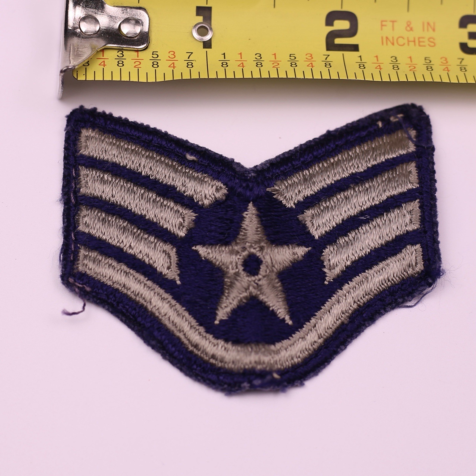 U.S. Military USAF Staff Sergeant Rank Insignia Patch Cut E-5 Blue Grey 3”