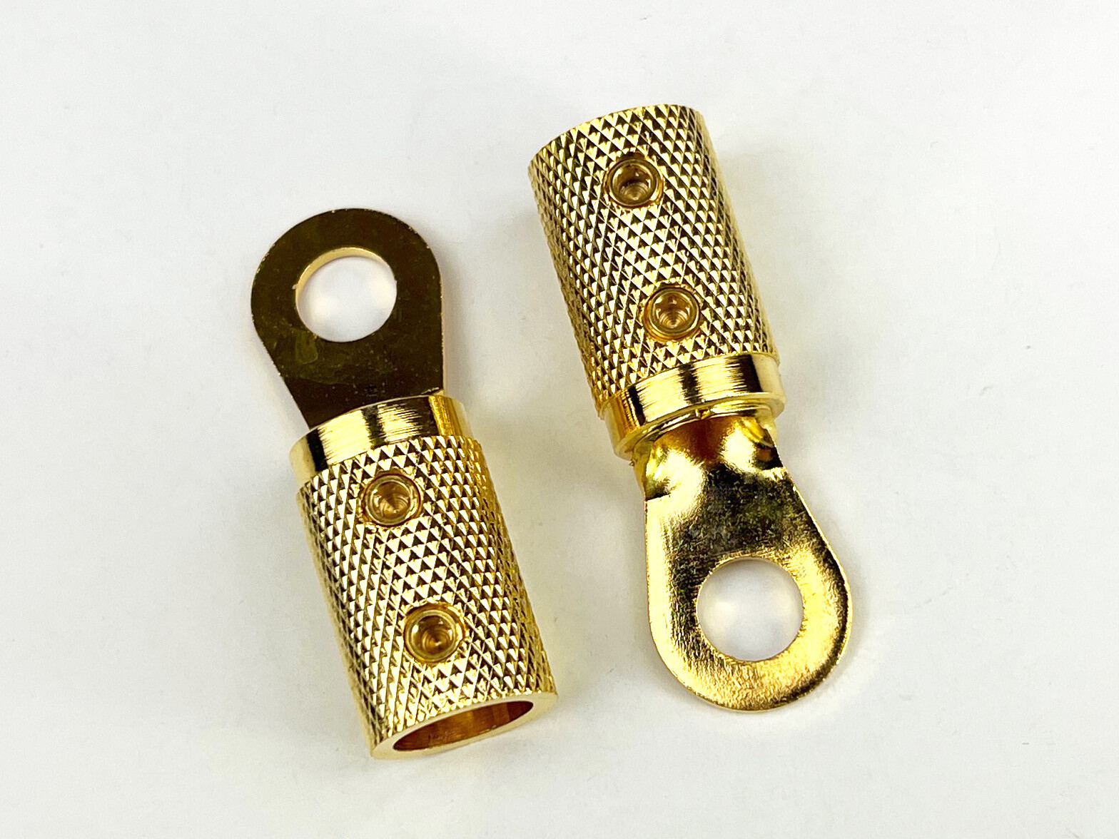 2pcs. 4 Gauge & 5/16” Hole Solid Brass Battery Terminal Connecter w/Gold Plated