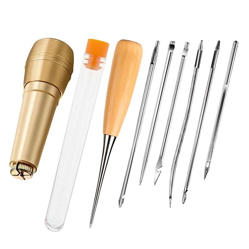 Punzon de zapatos de Gancho para reparacion hilo de coser con aguja de cobre