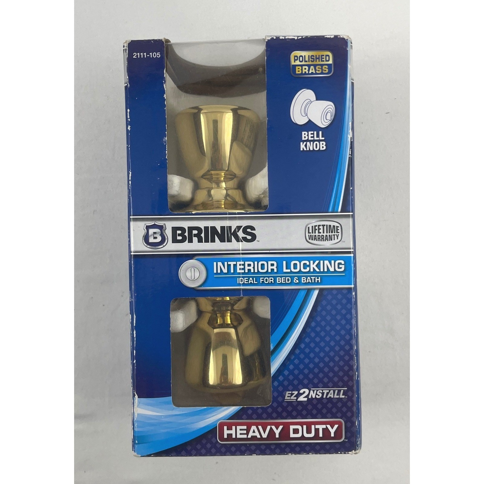 Brinks 2111-105 Interior Locking Bell Knob Polished Brass Heavy Duty Privacy