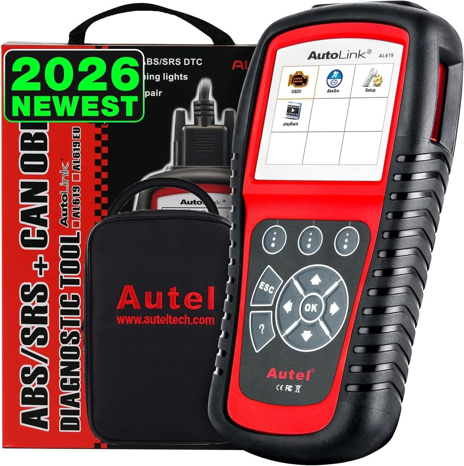 2026 Autel AutoLink AL619 OBD II Diagnostics Tool ABS SRS Code Reader