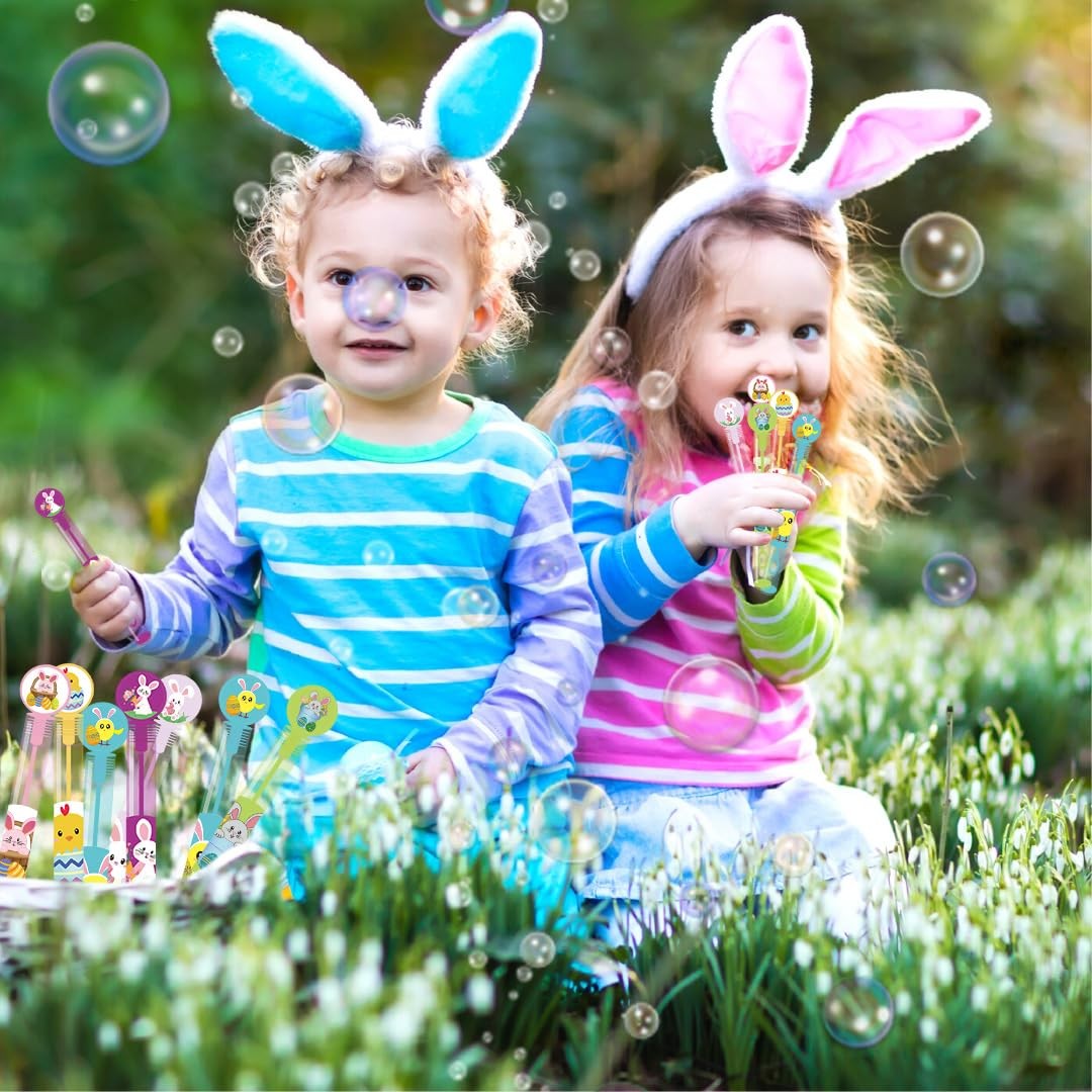 48PCS Easter Toys Mini Bubble Wands Assortment Colorful Gifts for Kids