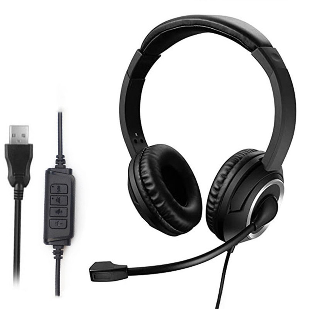 Wired USB Headset Call Center Headset with Microphone Game Noise Canceling4611