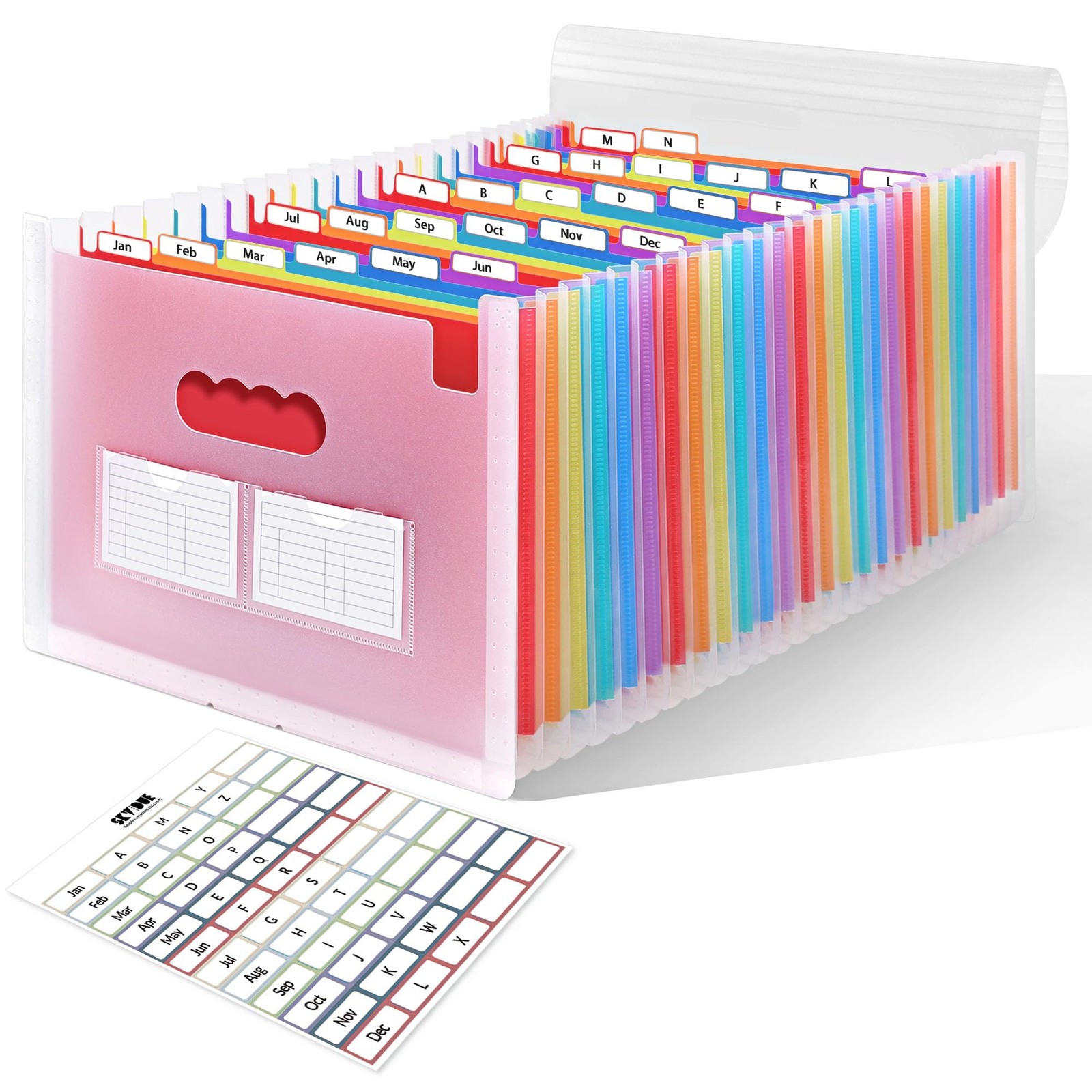 SKYDUE Accordion File Organizer with 26 Pockets & Label Stickers, Expanding File