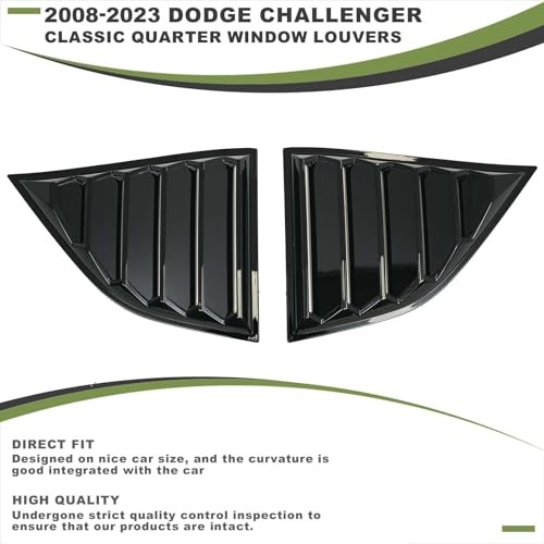 Classic Quarter Window Louvers Compatible with Side Window Louvers Gloss Black