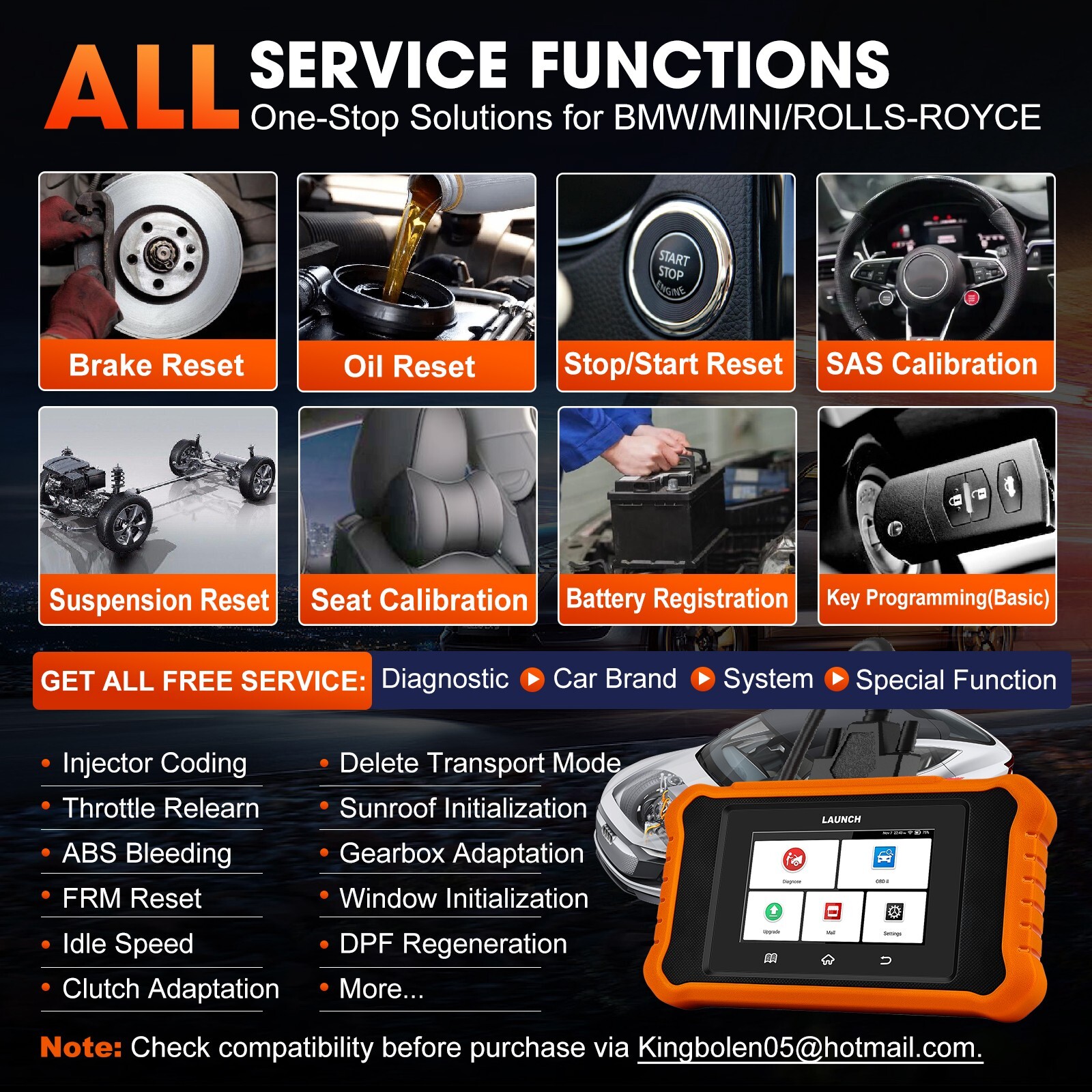 LAUNCH Creader Elite 2.0 for BMW / Mini OBD2 Scanner Key Active Test Programming