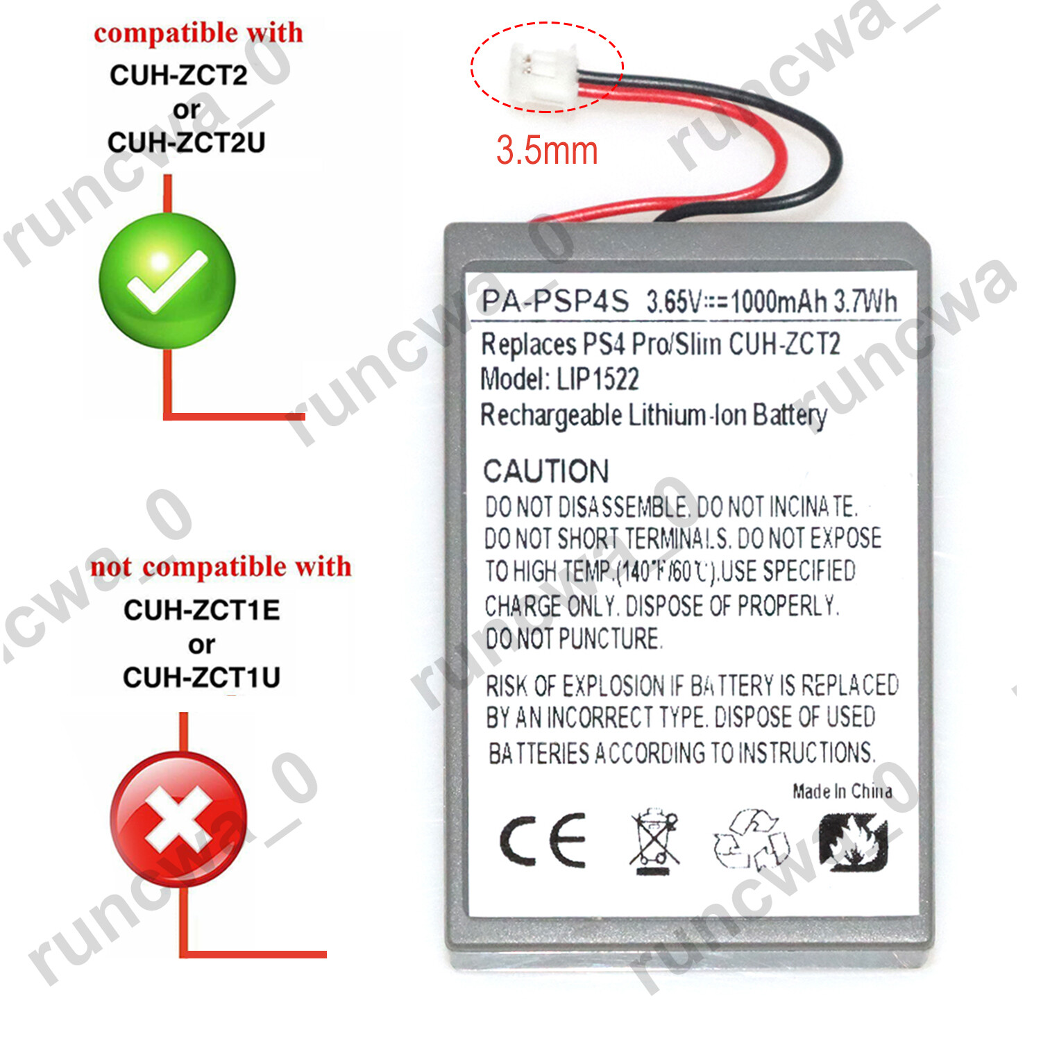 LIP1522 Battery Replacement For Sony Playstation 4 PS4 Pro Console CUH-7015B