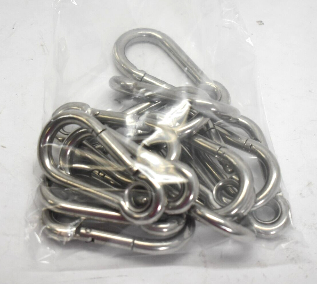 Boat Marine Clip Steel Safety Spring Hook Carabiner w/ Rope Holder 3 Pack