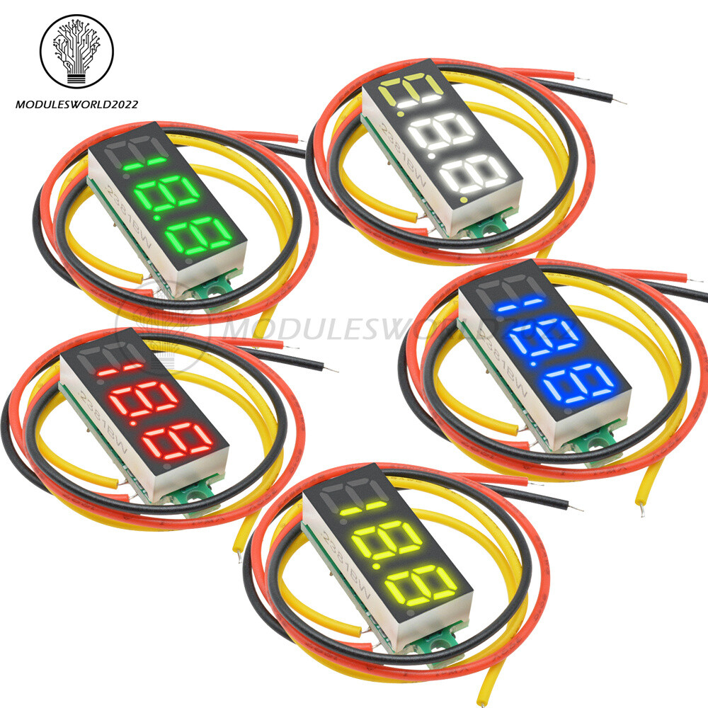 0.28" 3 Wire LED DC 0-100V Voltmeter Digital Display Voltage Volt Meter 12V 24V