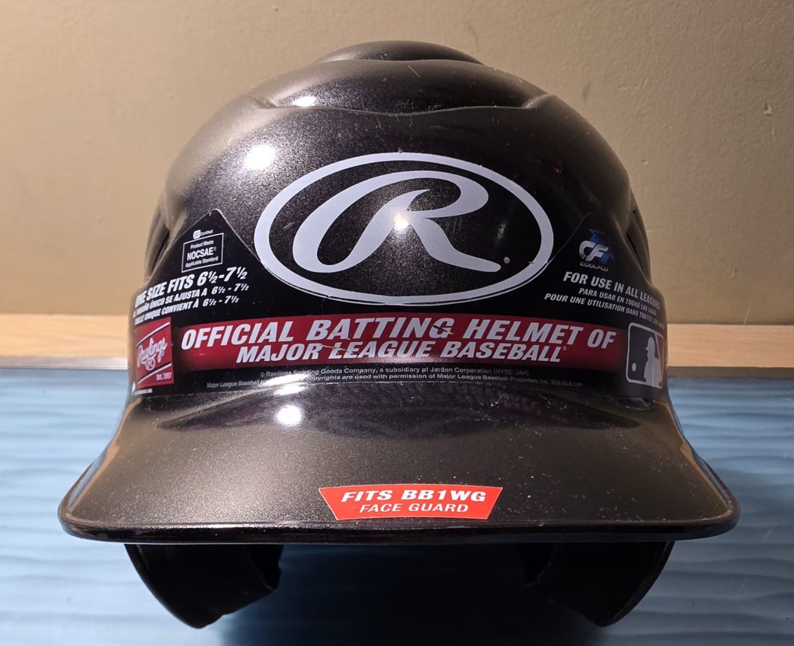 Rawlings One Size 6 1/2"-7 1/2" Black Baseball Helmet