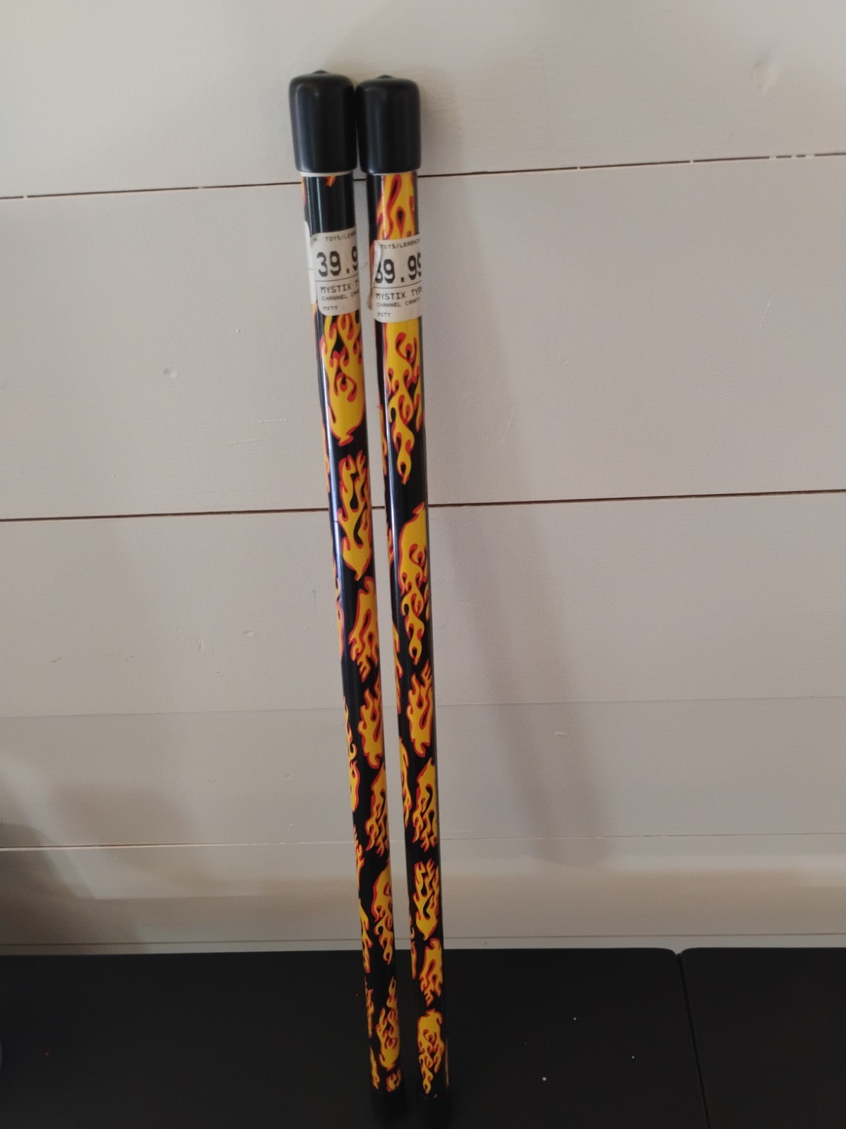 Lot Of 2 Mystix Fire Flames Theme Juggling Grip Devil Sticks 20" Channel Craft