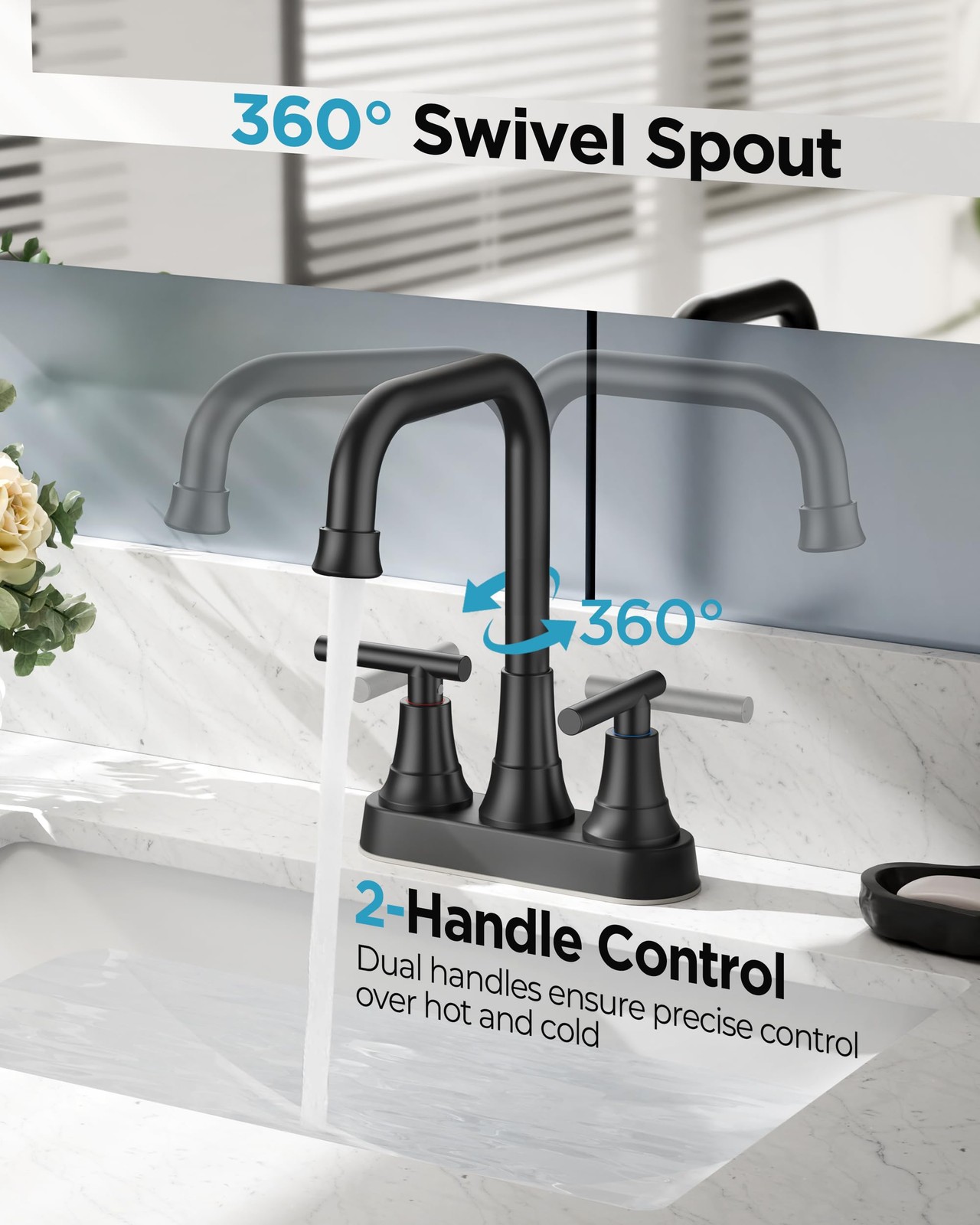 FORIOUS RV Bathroom Sink Faucet 2 or 3 Hole Matte Black, 4 Inch Cenerset Bath...