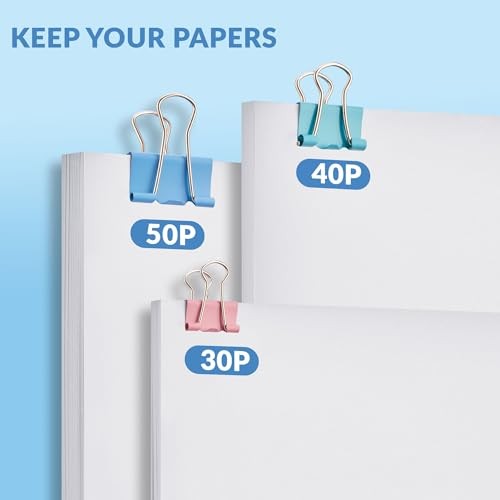 100 Count Binder Clips Assorted Sizes, Paper Binder Clips (0.6inch Multicolor