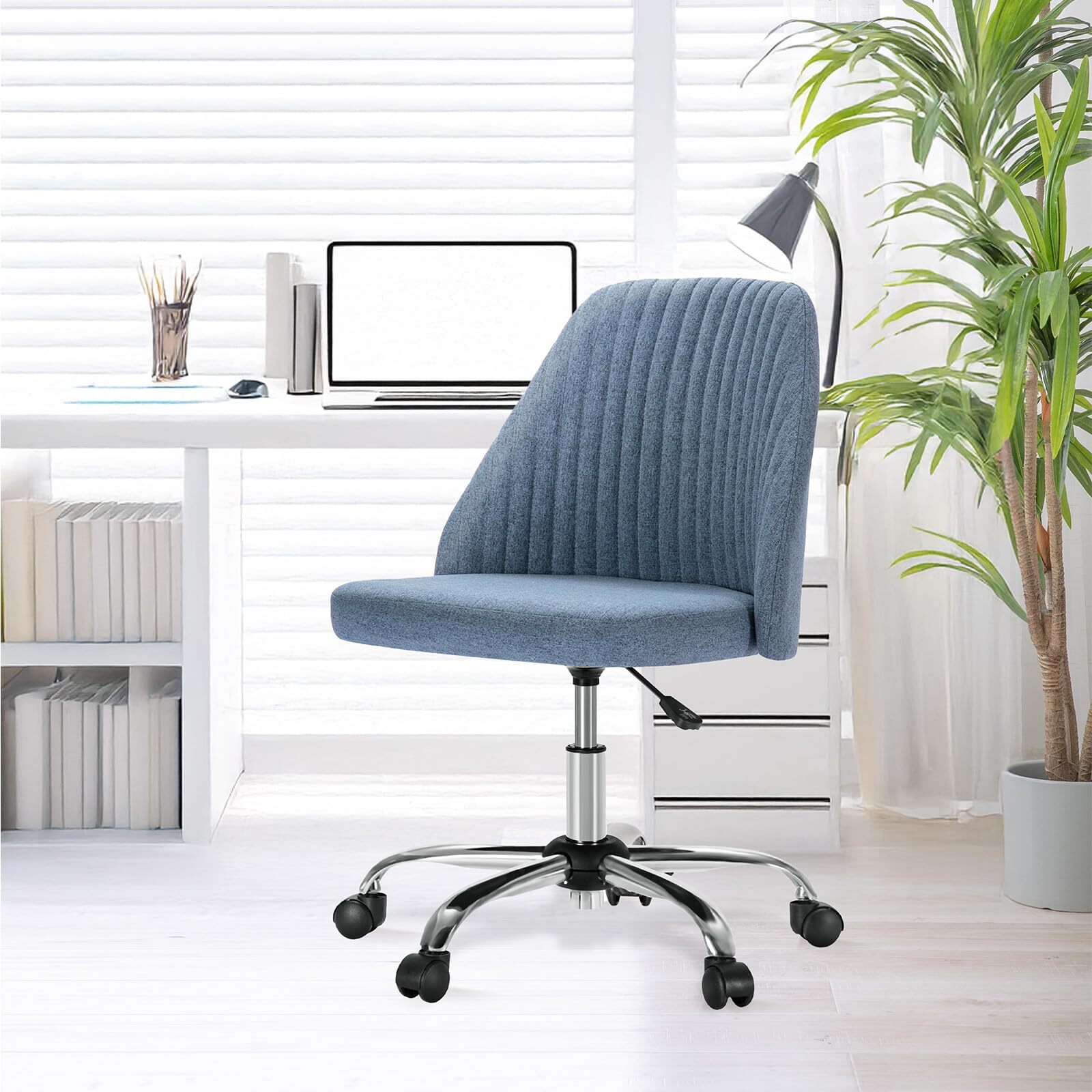 Office Chair Adjustable Height Swivel Rolling Chairs for Bedroom Adult Blue