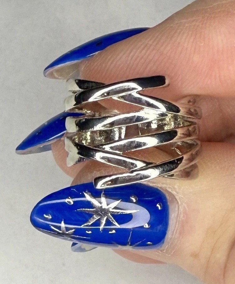 New Sterling Silver Adjustable            Toe/Knuckle Ring Unique Geometric