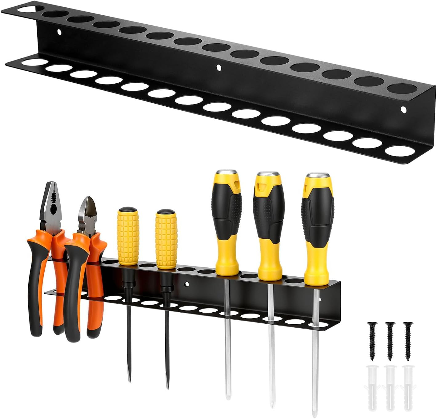 Screwdriver Plier Organizer Wall Mount, Heavy Duty Metal Utility Storage Rack fo