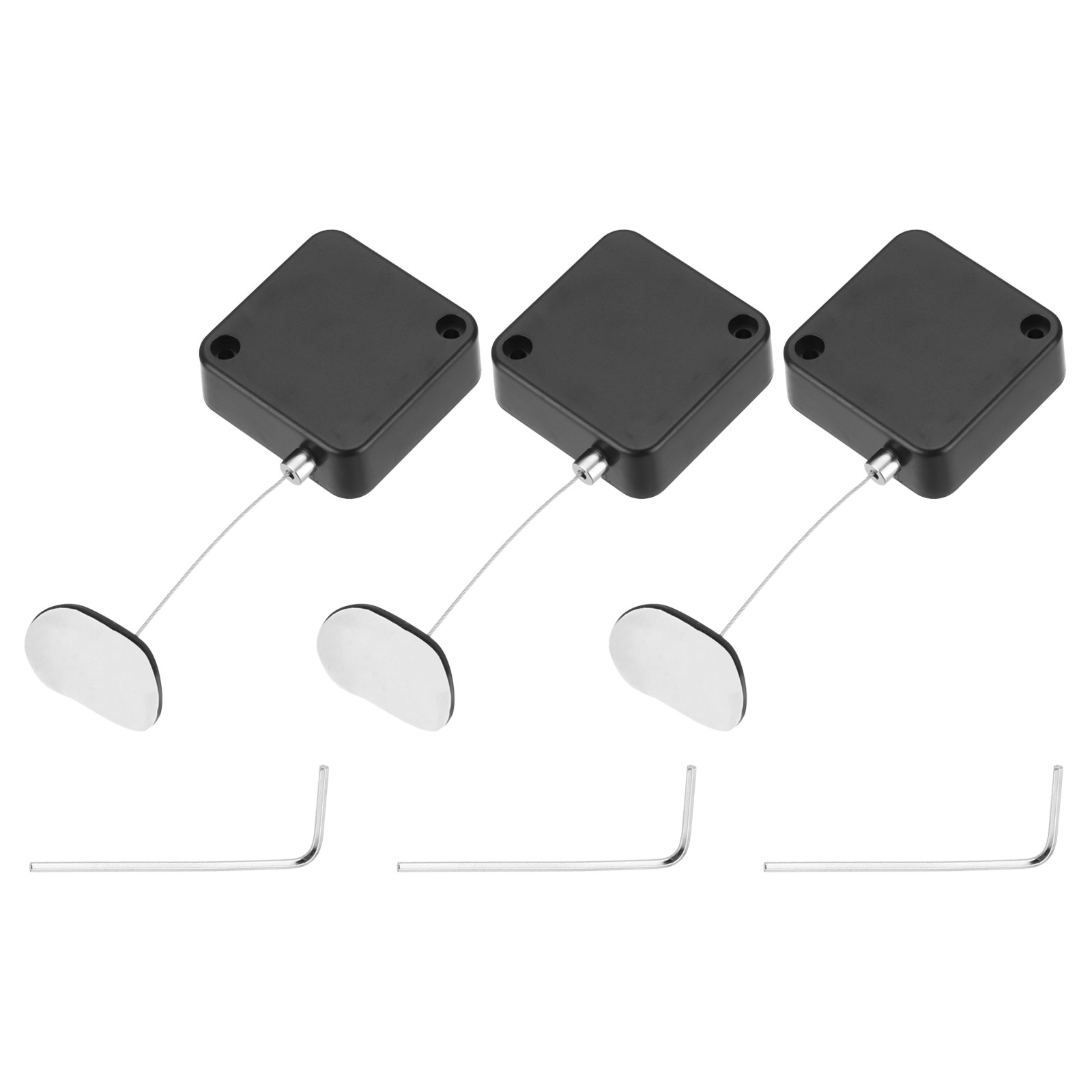 4.9 ft Retractable Cable Security Lock with Arc Patch 600g, Black, 3 Pack