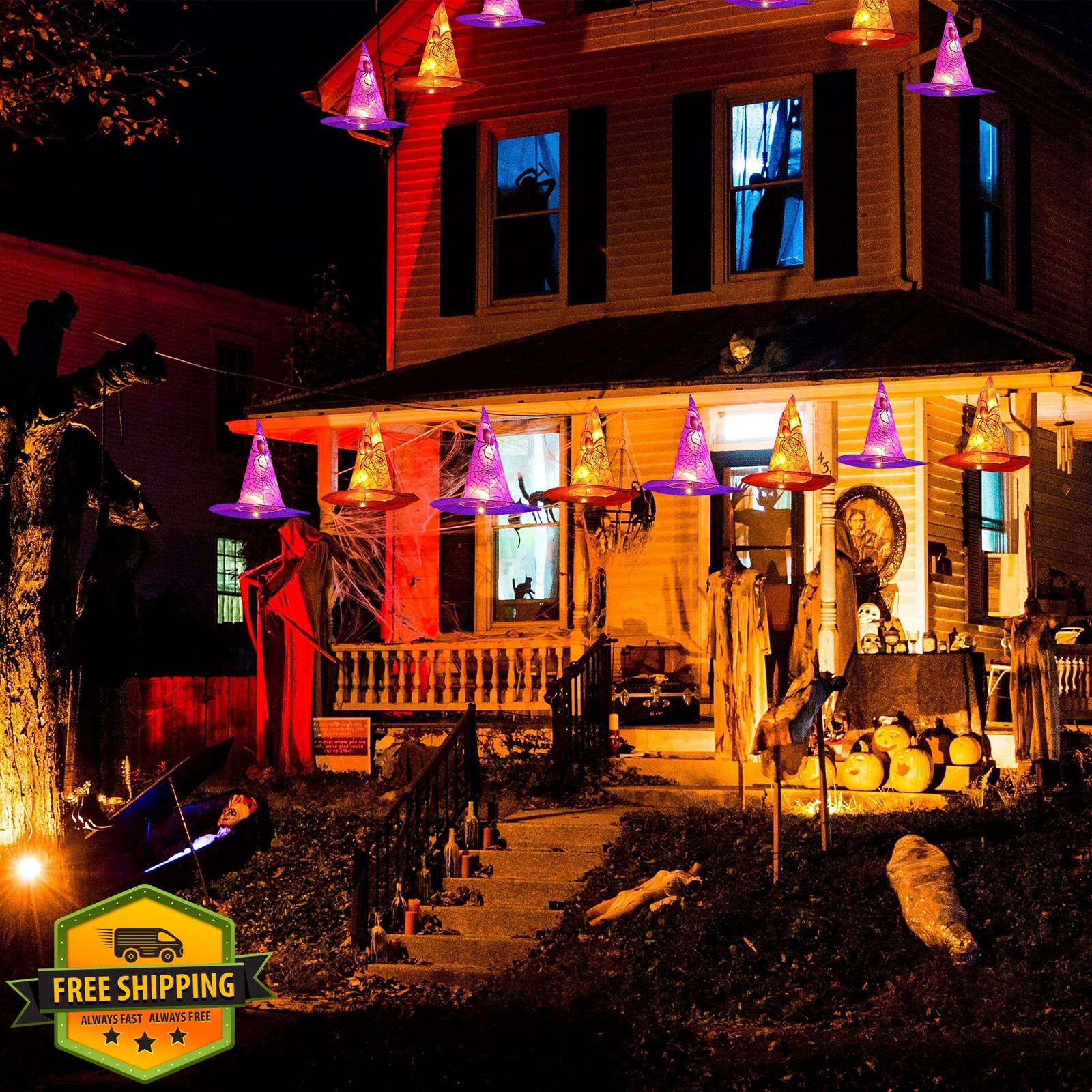 Dazzle Bright 8 Witch Hat String Lights