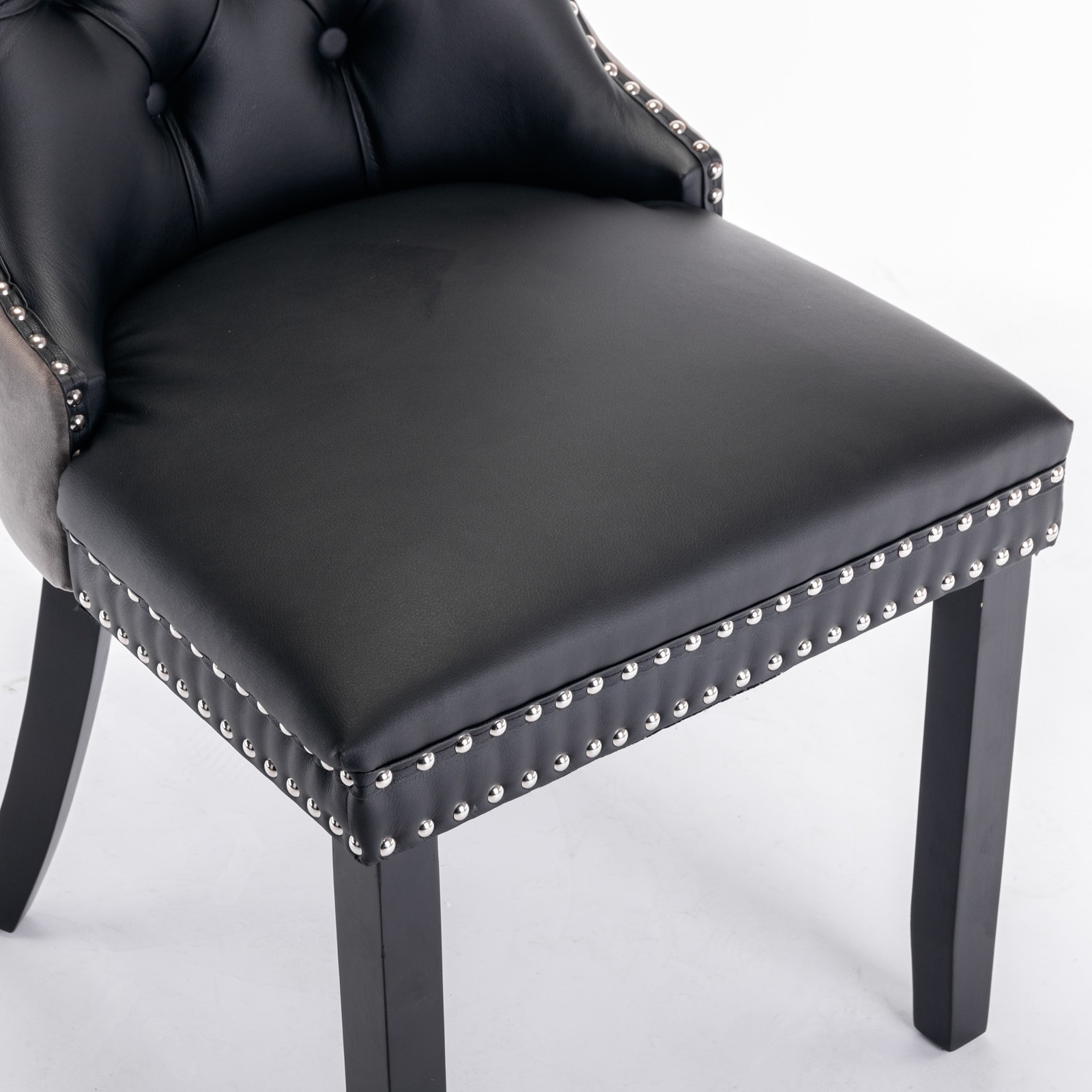 A&A Nikki Modern Tufted Solid Wood PU & Velvet Upholstered Sofa