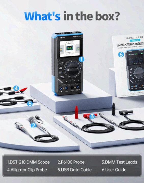 DST-210 3in1 Oscilloscope Multimeter 10MHz 48MS/s 19999 Counts AC/DC Tester