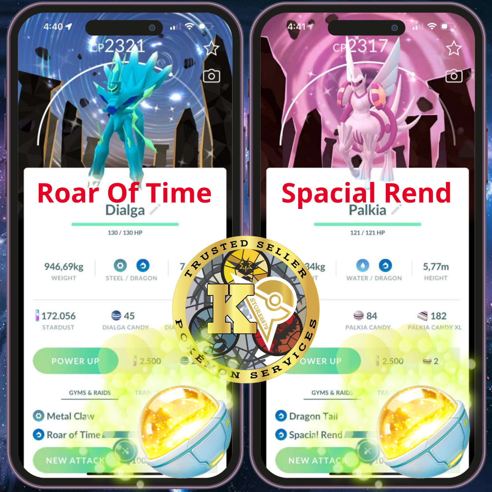Pokémon—GO— Shiny Dialga O — Palkia O—Background Go Tour  Kalos 2026—PTC—Digital