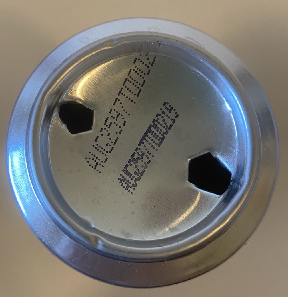 1996 12 oz. COKE CAN ( SANTA WITH DOG ) EMPTY BOTTOM OPENED