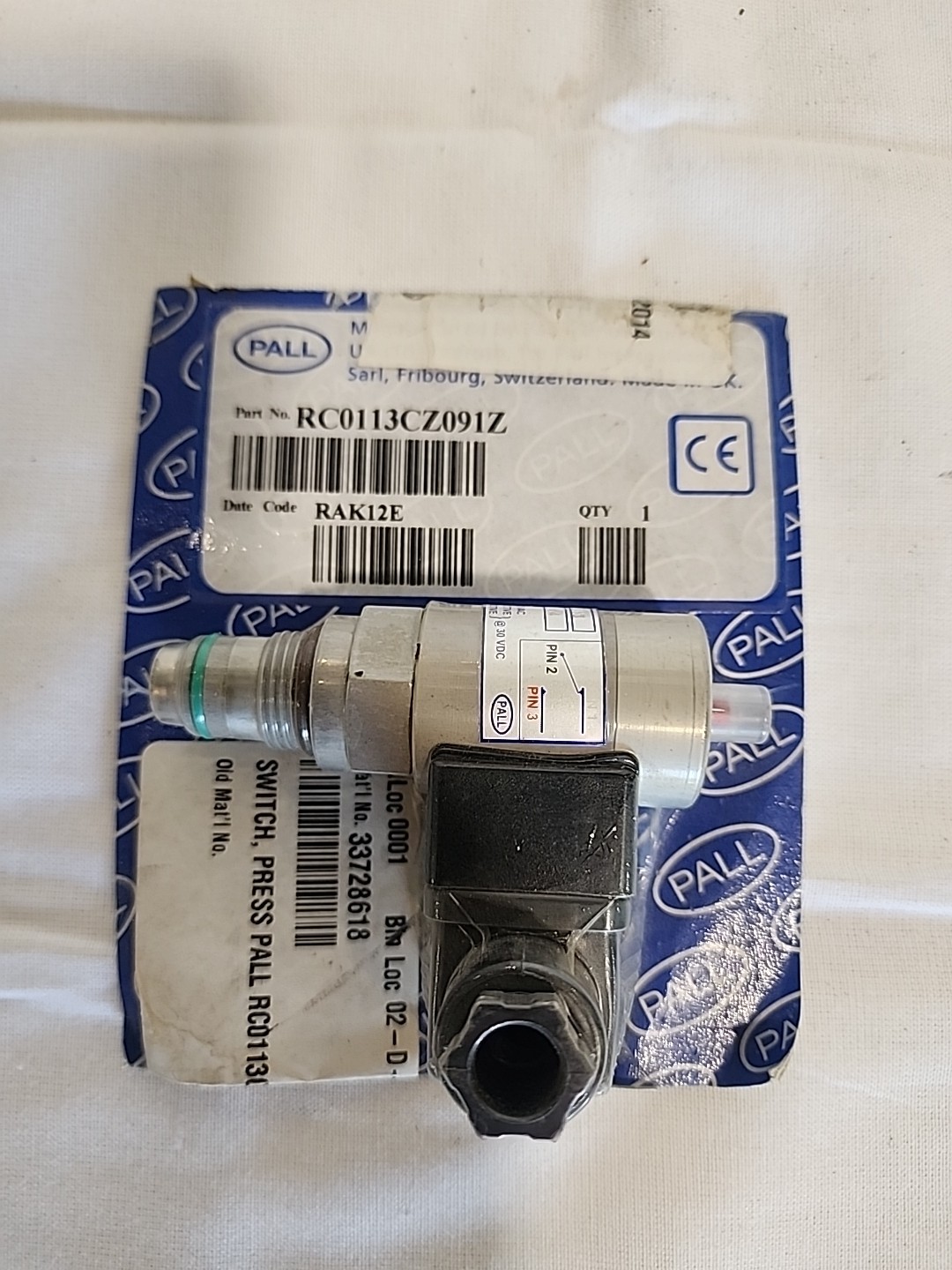 PALL CORPORATION RC0113CZ091Z PRESSURE SWITCH (NEW IN BOX)