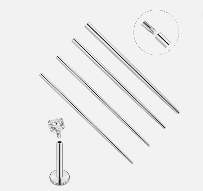3pc 14G 16G 18G Stainless Steel Internally Threaded Piercing Taper Insertion Pin