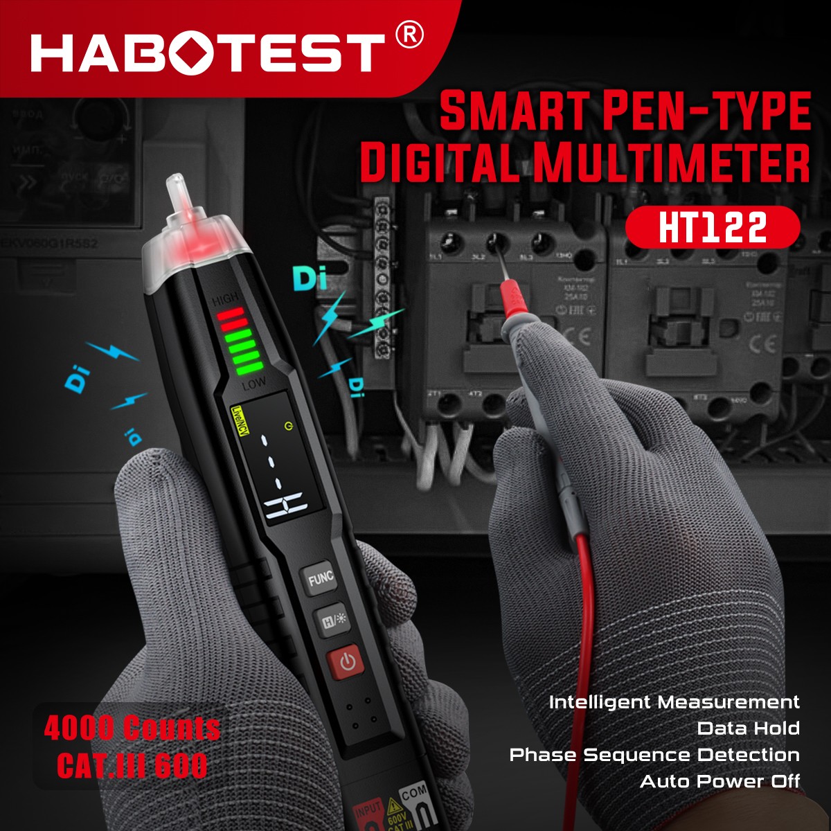 HABOTEST HT122 Smart Digital Multimeter AC DC Voltage Ohmmeter Max 600V