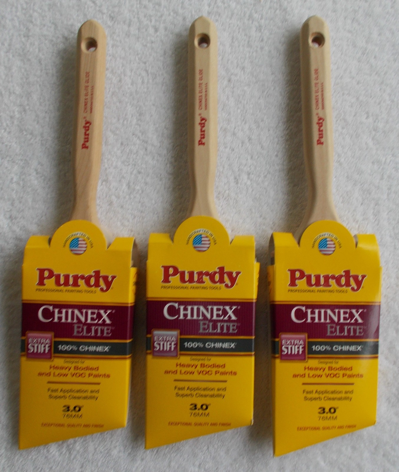 (3) NEW 3" Purdy Chinex Elite Glide Angle Paint Brush