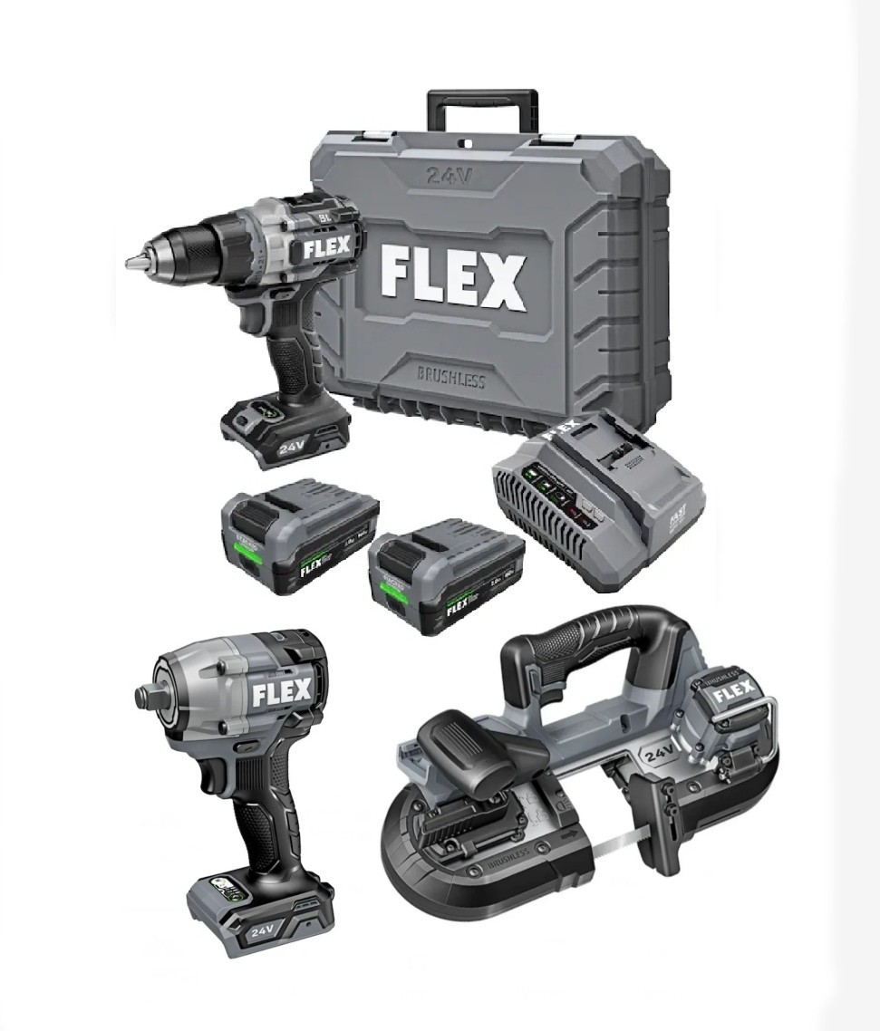⭐️NEW⭐️ FLEX 24V 3-Tool 2-Battery STACKED LITHIUM Bundle