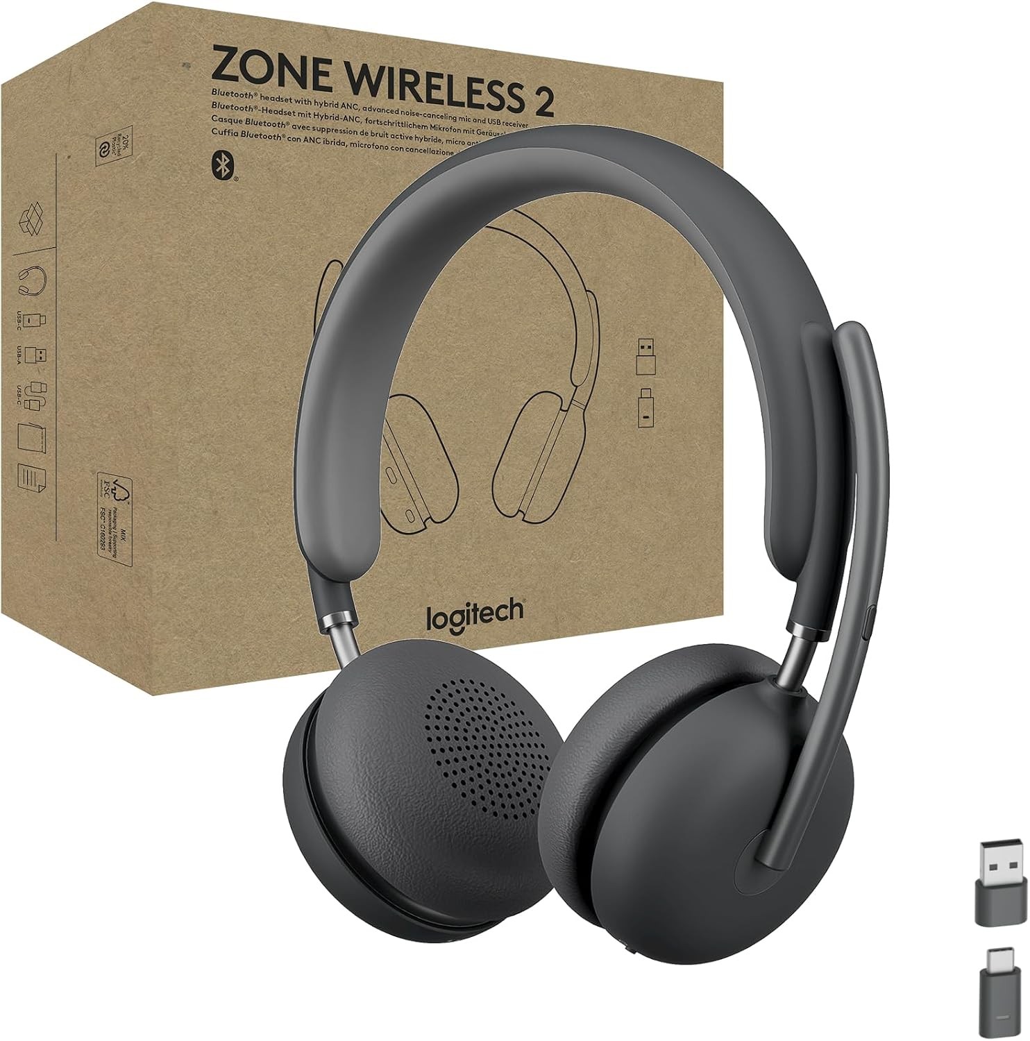 Logitech Zone Wireless 2 UC Bluetooth ANC Headset Graphite