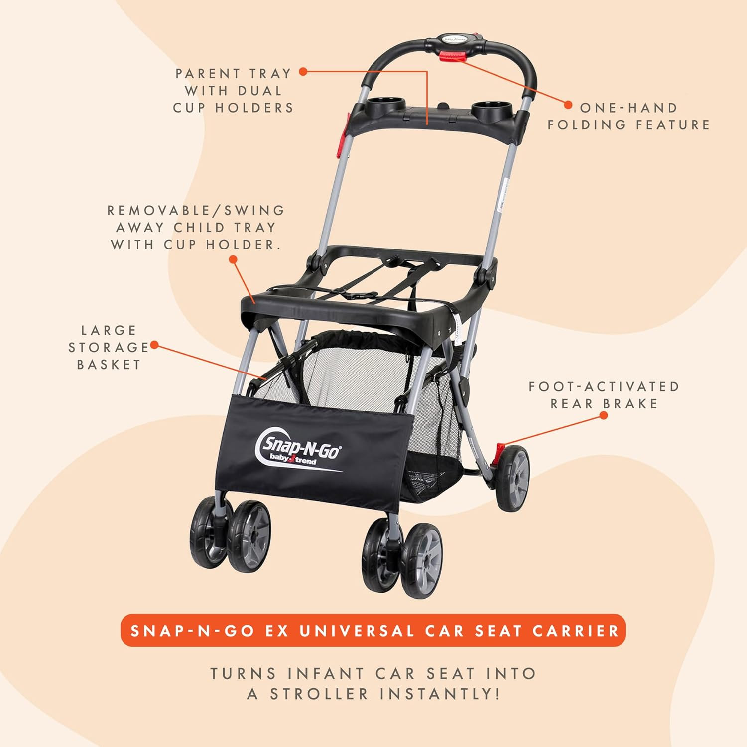 Snap N Go EX Polyester Lightweight Foldable Universal Single Infant Car Seat Car