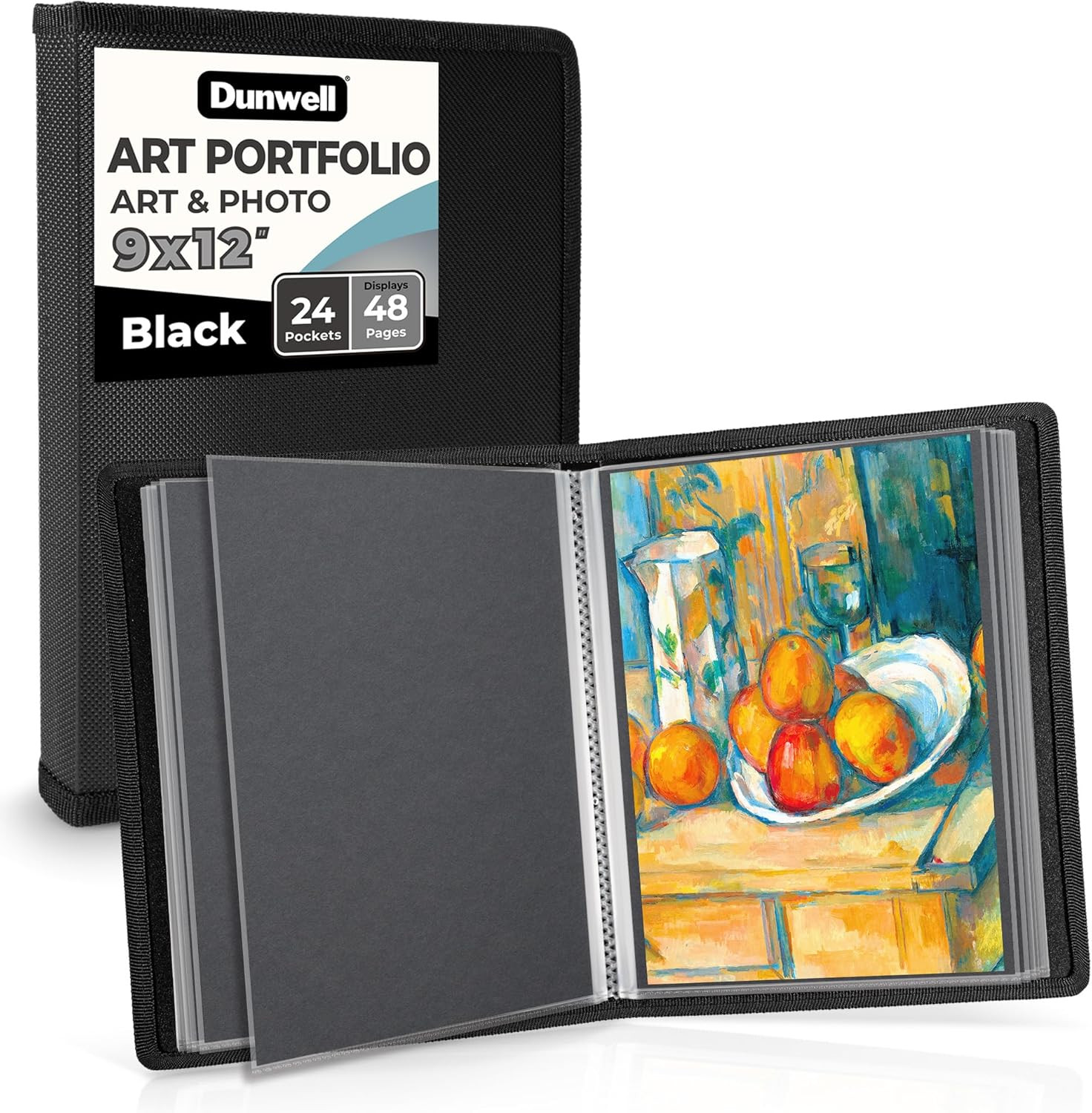 Dunwell 9X12 Art Portfolio Binder, Black Mounting Paper, Portfolio Binder for Ar
