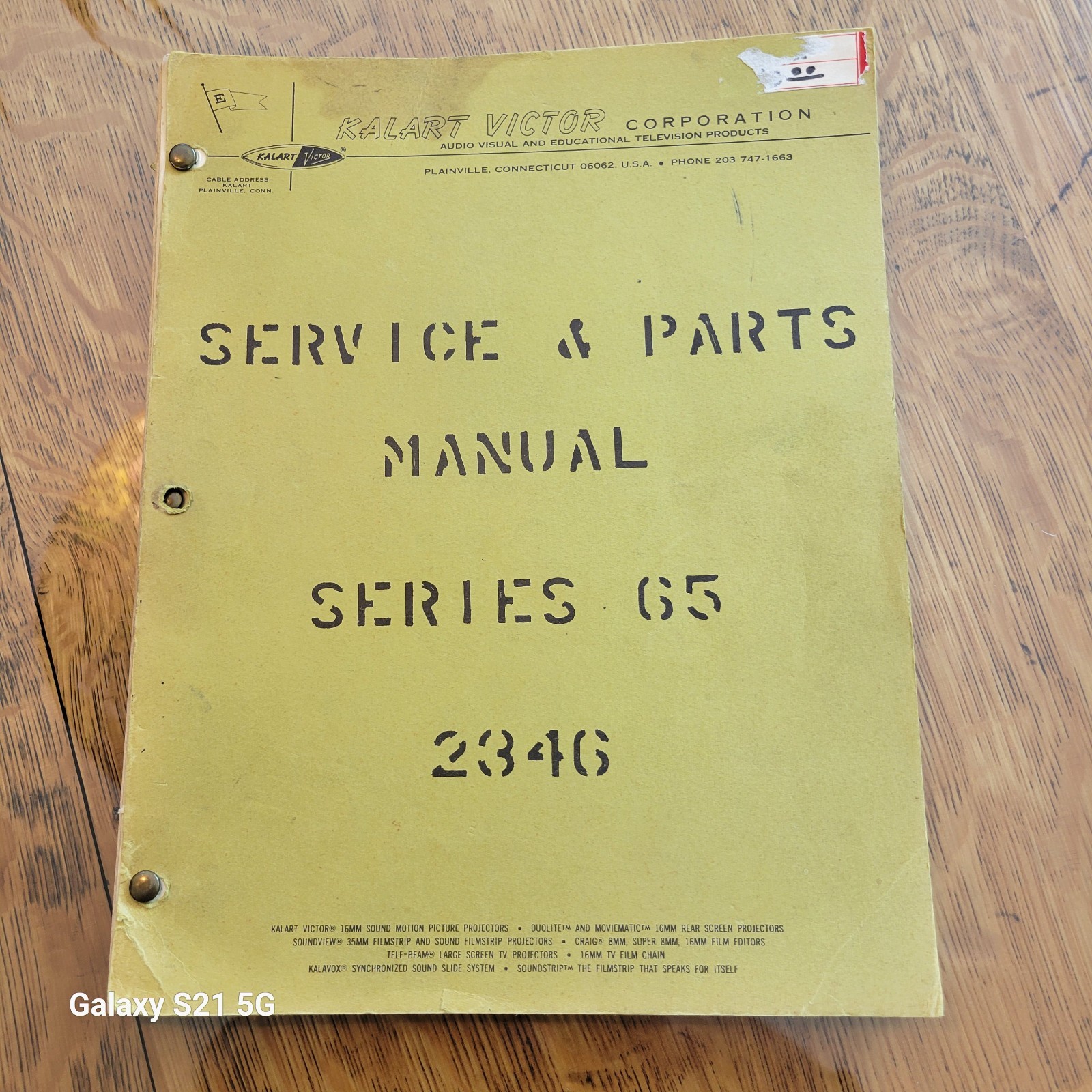 VINTAGE KALART / VICTOR SERIES 65 , 16mm FILM PROJECTOR SERVICE & PARTS MANUAL
