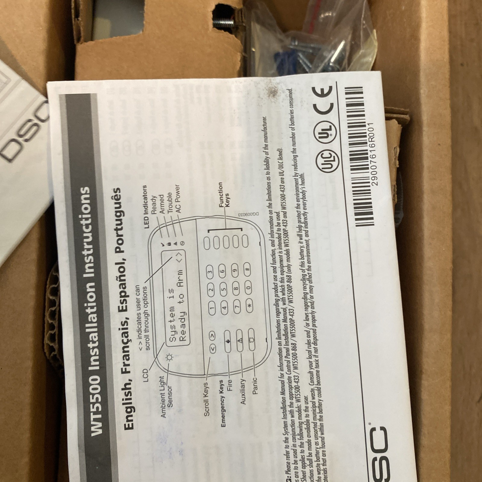 DSC KIT496-16CP01 Digital Security Kit Alexor Wireless Panel, WT5500 LCD NEW NIB