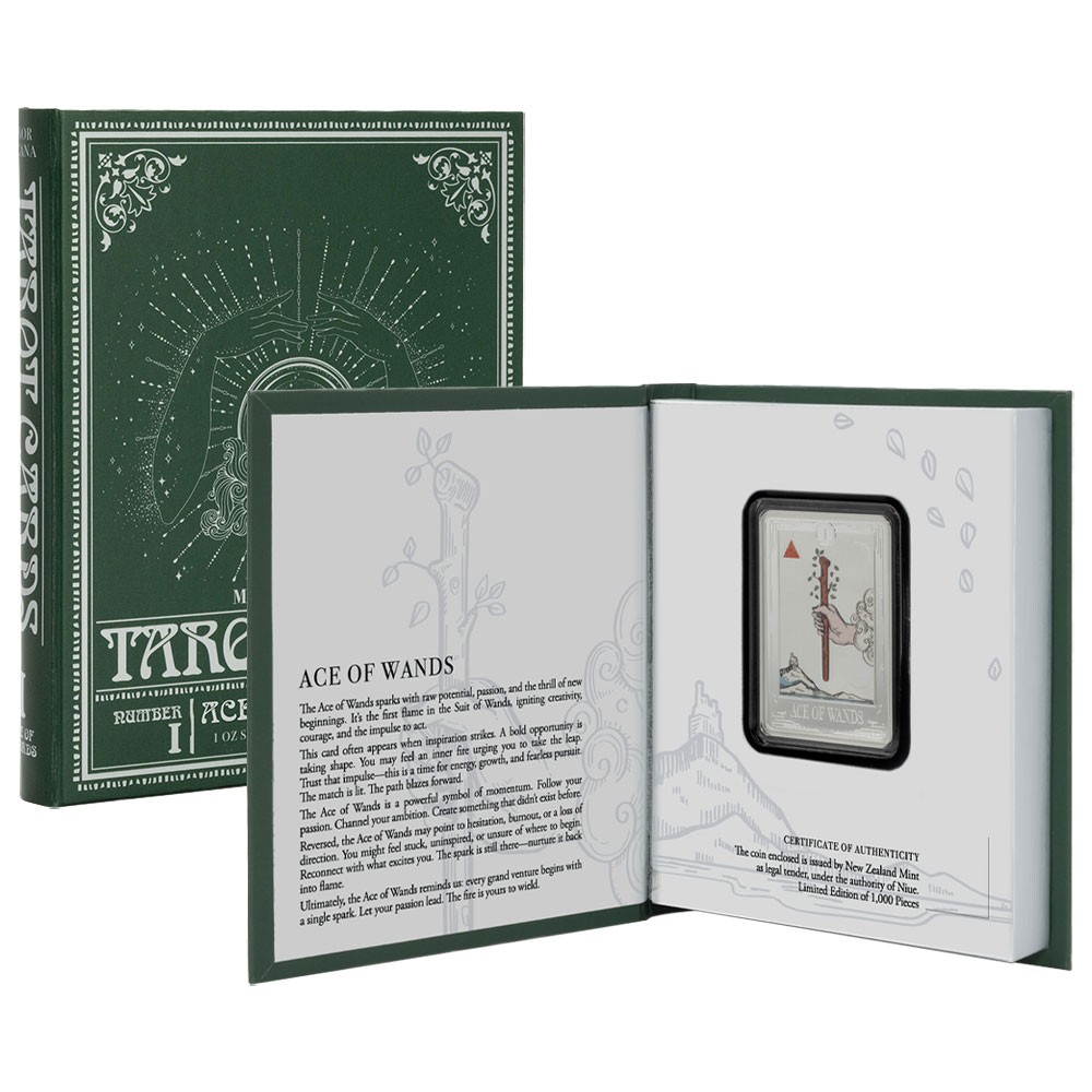 2026 Tarot Cards The Ace of Wands 1 oz Silver Coin By Agoro Mintage of 1000