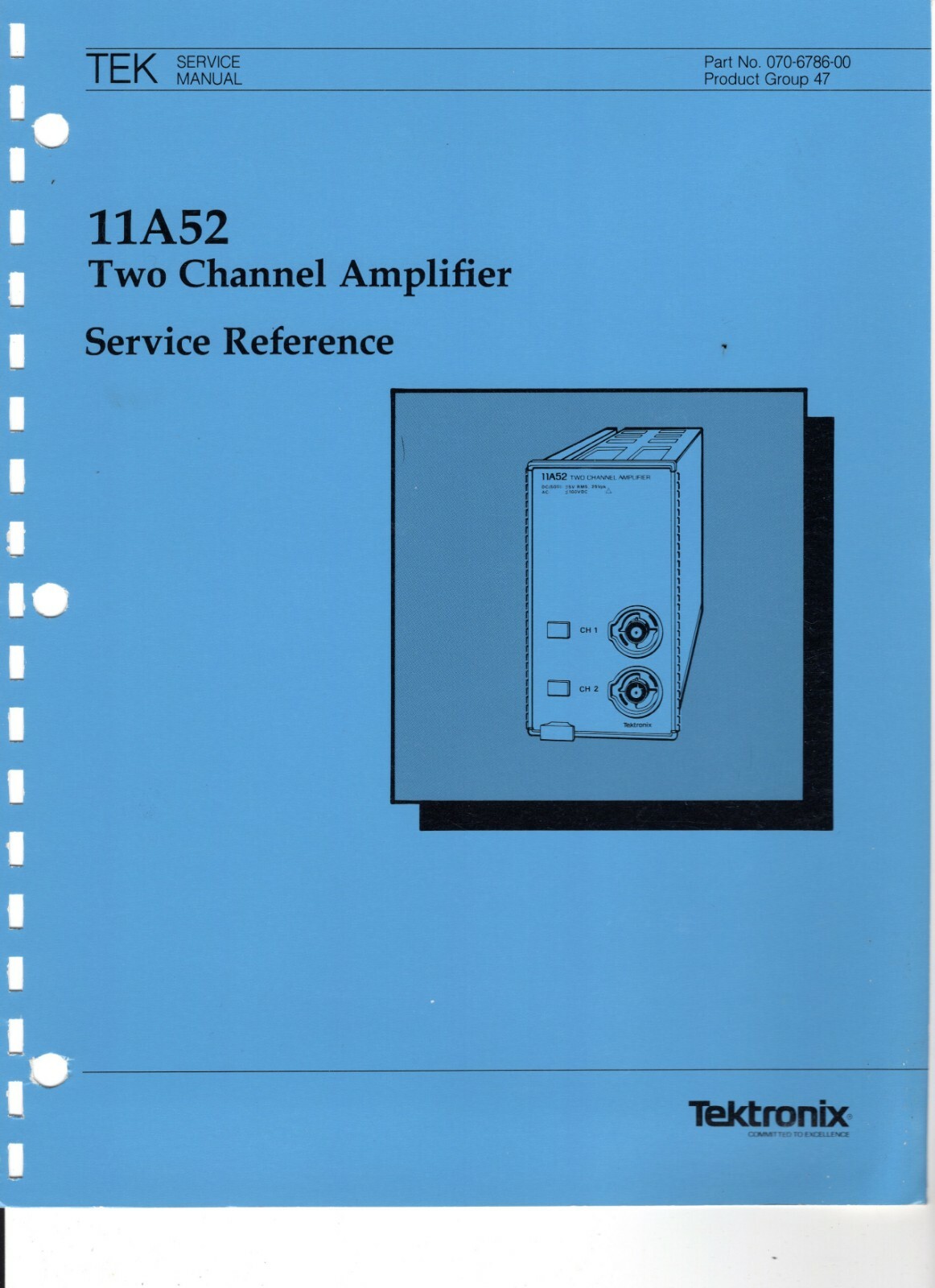 Original Tektronix 11A52 Channel Ampilfier Service Reference 070-6786-00