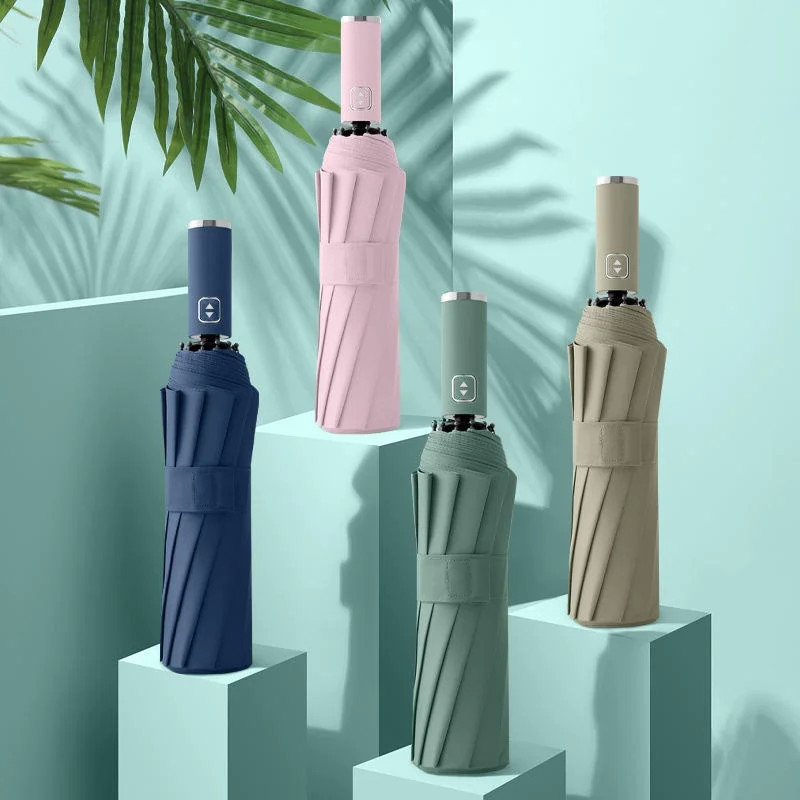 Stylish Automatic Umbrella - UV Protection, Windproof with 10 Reinforced Ribs, D