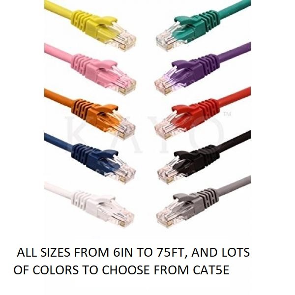 Cat5e Snagless / Molded Boot Ethernet Patch Cable-Pick Size/Color (0.5'-75')