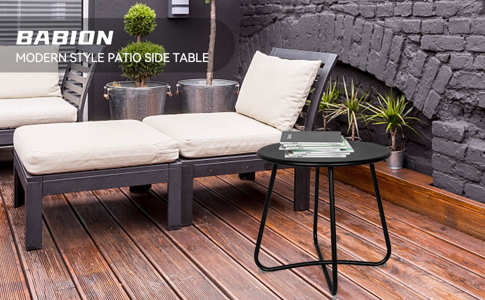 Outdoor Balcony Side Table Patio Garden Bedside 18" Round Coffee Tea End Table