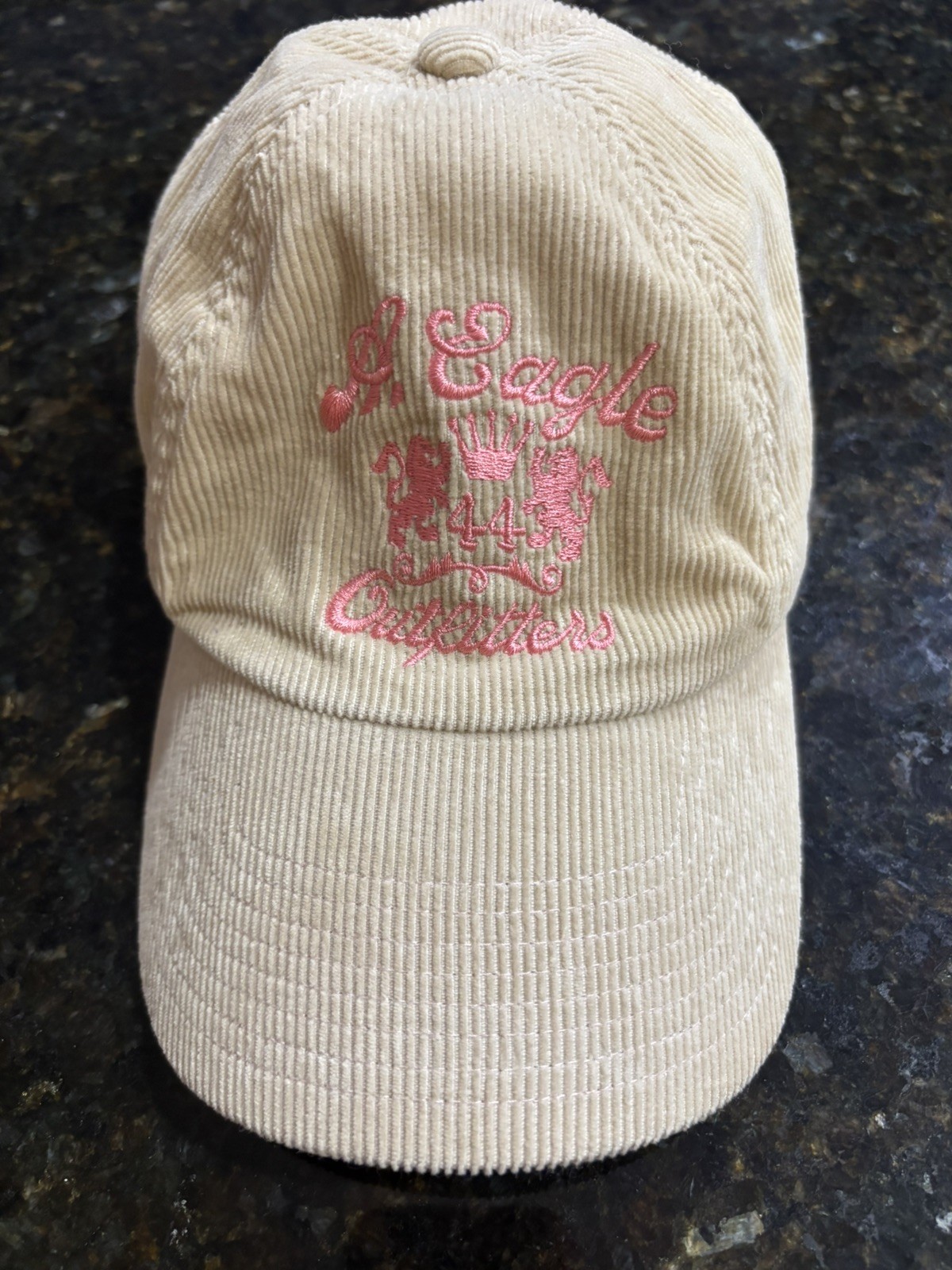 American Eagle Tan Corduroy Baseball Cap Adjustable 1 Size Embroidered Logo EUC