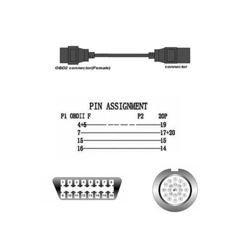 For BMW 20Pin OBD2 to 16Pin OBD2 Adapter Connector Cable Scanner
