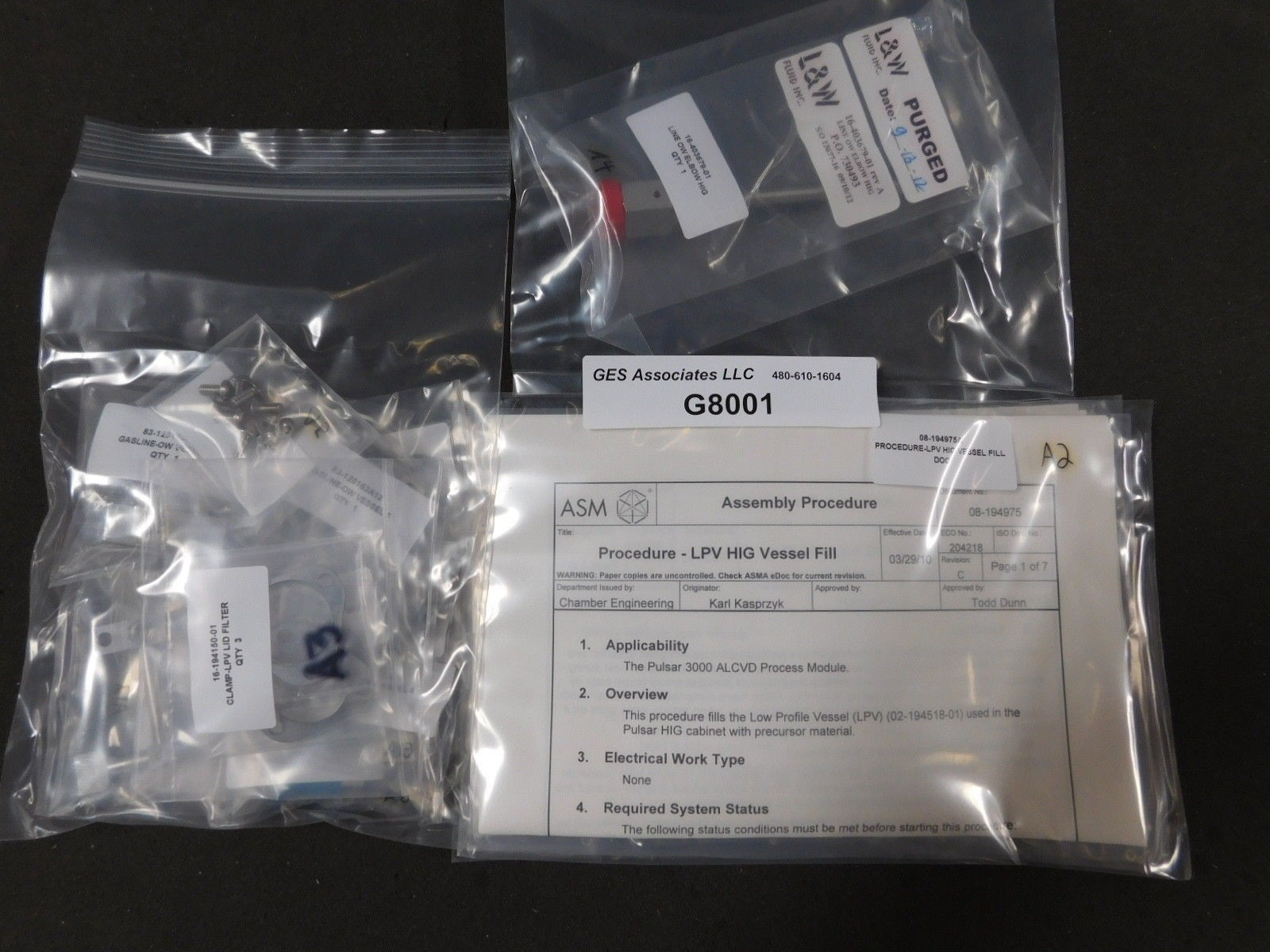 ASM 11-148252-02 SPARES-VESSEL REBUILD KIT LPV GAS LINES