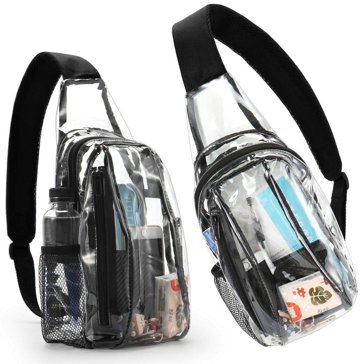Clear PVC Sling Bag Transparent Stadium Shoulder Crossbody Backpack Adjustable