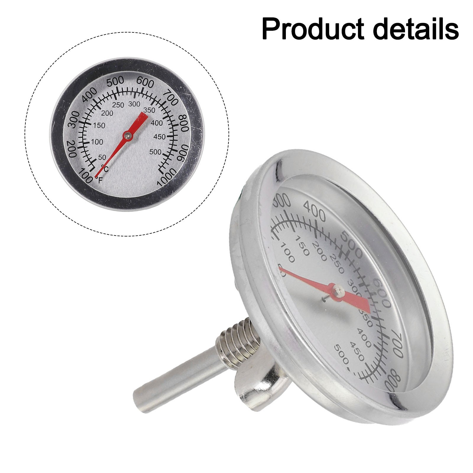 Practical Grill Thermometer 50~500?? Color: Silver Material: Stainless Steel
