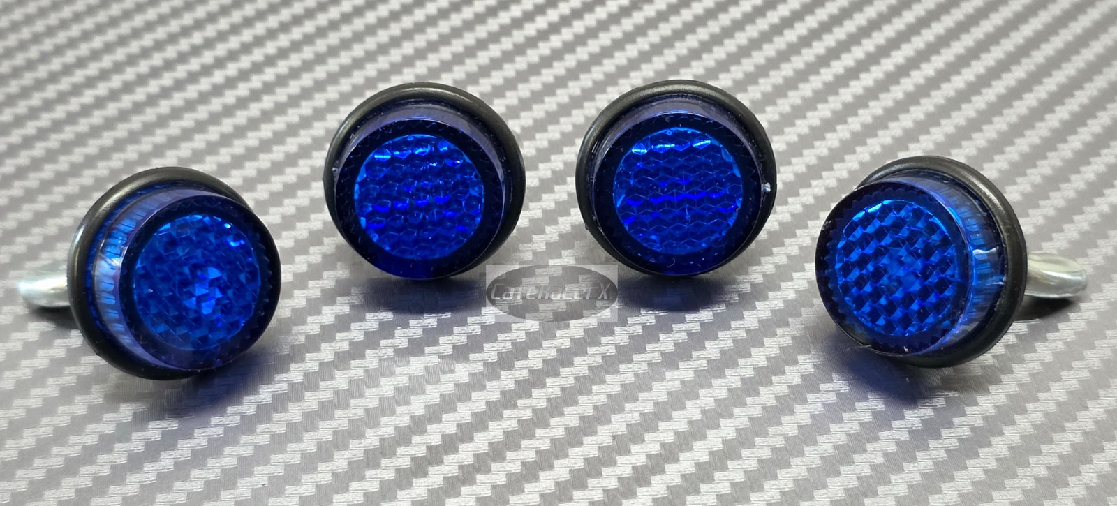 License Plate Tag Bolts BLU Reflectors 4 Motorcycle Harley Trailer Car USA Made!
